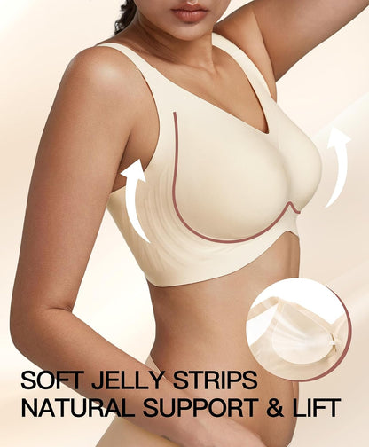 Women's Minimizer Bra No Underwire Full Coverage Wireless Jelly Bra Plus Size Seamless T-Shirt Bra