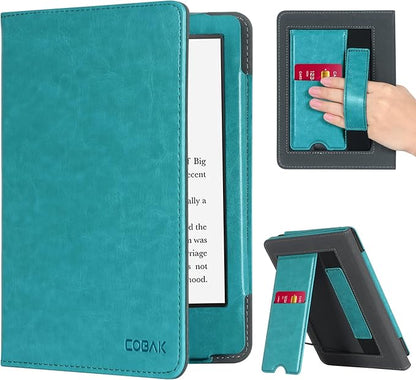 CoBak Case with Stand for Kindle Paperwhite - Durable PU Leather Cover with Auto Sleep Wake, Card Slot, Hand Strap Feature - Fits Kindle Paperwhite 11th Generation 6.8" Signature Edition 2021 Released (B-Sky Blue)