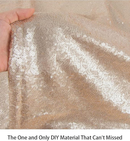 ShinyBeauty 3 Feet 1 Yards Champagne Sequin Fabric by The Yard, Sequin Fabric, Tablecloth, Linen, Sequin Tablecloth, Table Runner Photo Booth Backdrop, Sequin Fabric for Sewing (Champagne)