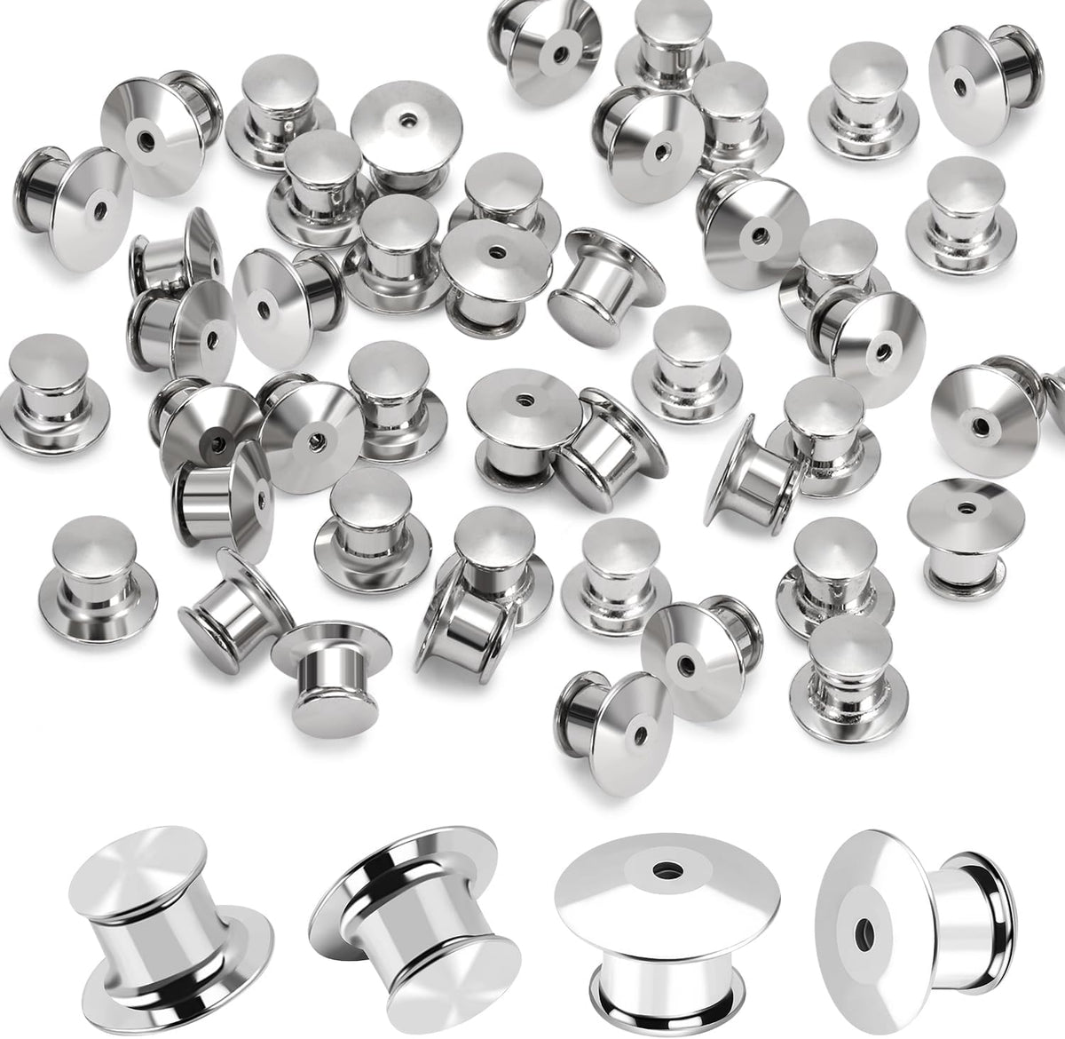 Ceryvop 20PCS Locking Pin Backs, Metal Pin Keepers and Clasp, Pin Backing for Brooch, Enamel, and Lapel Pins