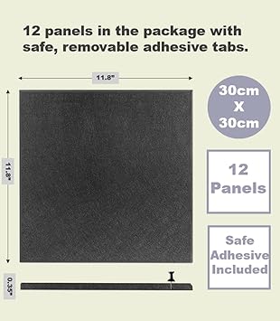 Black Cork Board 47"x35" - 12 Pack Felt Wall Tiles with Safe Removable Adhesive Tabs, Large Cork Board 48 x 36 inches for Office Large Cork Boards for Walls 72 x 48 - Black