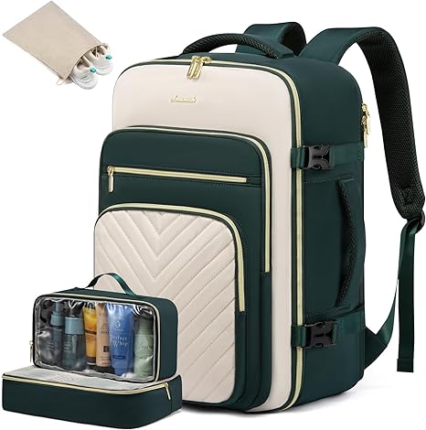 LOVEVOOK Large Travel Backpack for Women, Carry On Bag Flight Approved, 40L TSA Personal Item Travel Bag with 3 Packing Cubes, Waterproof 17 Inch Laptop Hiking Casual Backpack