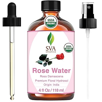 SVA ORGANICS Rose Water 4oz (118 ml) Refreshing Rose Water Spray for Skin Care, Skin Hydration, Bath, Soaps, Haircare  Aromatherapy