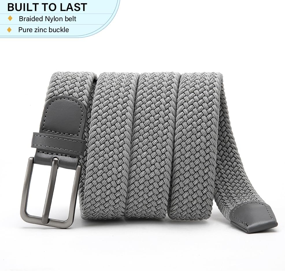 DOOPAI Braided Stretch Belt for Men, Elastic Woven Belt, casual Fabric Golf Belt, 1 3/8" for golf pants jeans