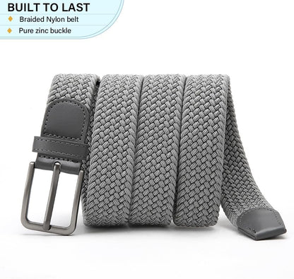 DOOPAI Braided Stretch Belt for Men, Elastic Woven Belt, casual Fabric Golf Belt, 1 3/8" for golf pants jeans