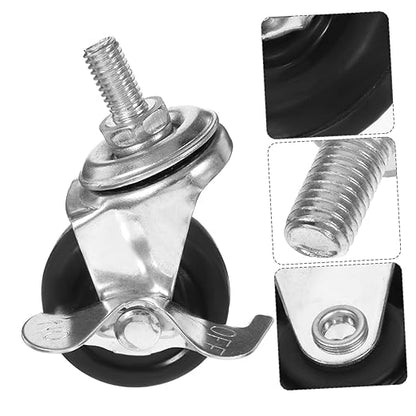 Stem Caster Wheels for Laundry Rack Rubber Wheel Replacement for Furniture Brake