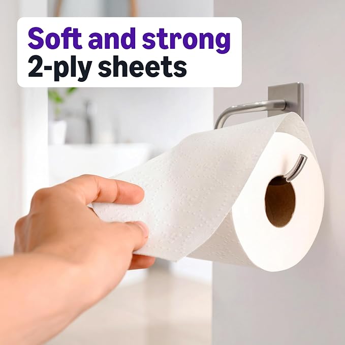 Amazon Basics Soft and Strong 2-Ply Toilet Paper, 6 Ultra Rolls = 24 Regular Rolls, Unscented, 340 Sheet (1 Pack of 6), Packaging May Vary