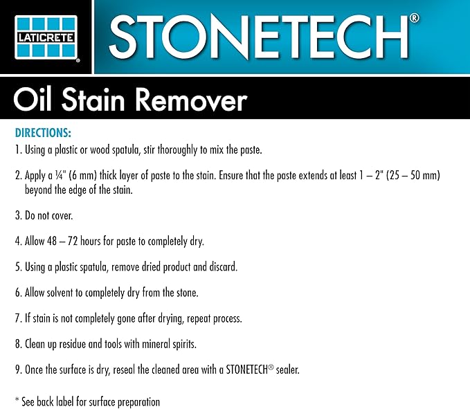 STONETECH Oil Stain Remover, Cleaner for Natural Stone, Grout, & Masonry, 1 Pint/16OZ (473ML) Can