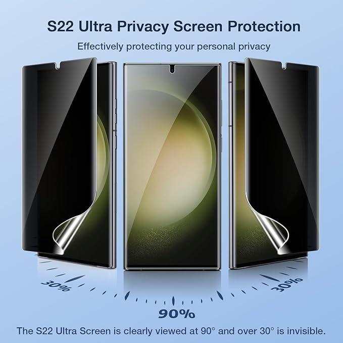 LK 2 Pack for Samsung Galaxy S23 Ultra Screen Protector [Not Glass] Anti-Spy, Anti-Scratch, Full Coverage, Privacy Flexible TPU Film for Galaxy S23 Ultra, HD Ultra-Thin, Case Friendly