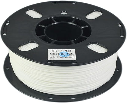 RANKI Glass Fiber Petg Filament 1.75mm 1KG, Outdoor Use Tough Glass Fiber PETG 3D Printer Filament, High Temperature Resistance, 1 KG Spool, (White)