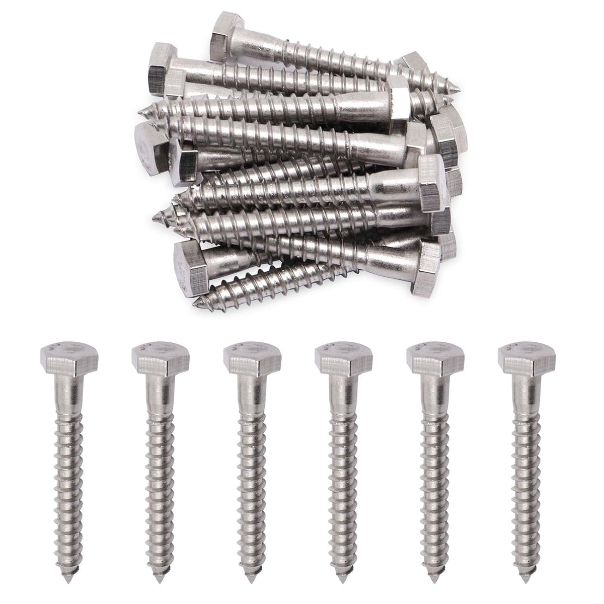 3/8" X 3-1/2" Hex Lag Screws, 304 Stainless Steel Lag Screws Bolts for Wood (16PCS, Black)