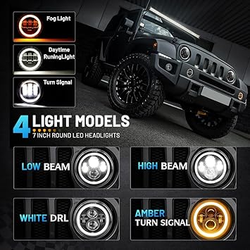 JHLion Upgraded NEW 2000 Bright Jeep wrangler headlights(Black)Fog lights LED lights for Jeep Wrangler JKTJLJ 1997-2020