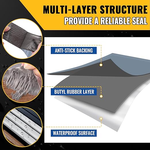 VIVIDA Aluminum Butyl Tape 8"  20', Waterproof Aluminum Foil Butyl Sealing Tape for Outdoor Use, Corrosion Resistant, Repair for Metal Roof, RV, Windows, 1 Roll