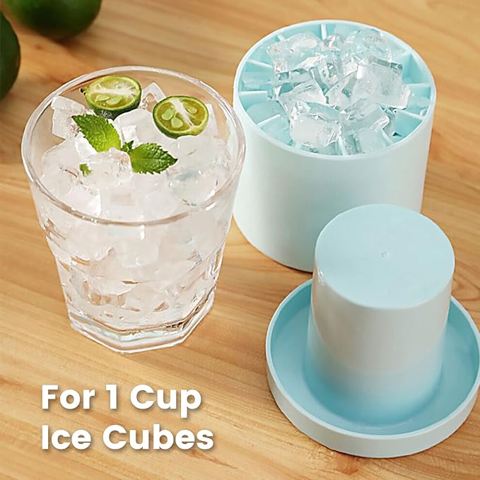 CINPIUK Mini Ice Cube Mold, Silicone Ice Maker Trays Press-Type  Easy-Release Ice Cube 3D Cylinder Ice Bucket Mold Small 60 Ice Cubes for Drink, Coffee, Yellow