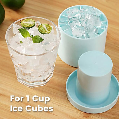 CINPIUK Mini Ice Cube Mold, Silicone Ice Maker Trays Press-Type  Easy-Release Ice Cube 3D Cylinder Ice Bucket Mold Small 60 Ice Cubes for Drink, Coffee, Yellow