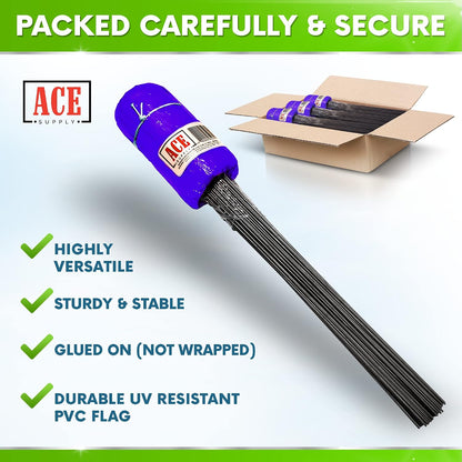 Purple Marking Flags 100 Pack - 4x5x30 Inch Purple Flags for Yard - Markers For Lawn, Irrigation, Landscaping, Survey & Sprinkler Head Marking