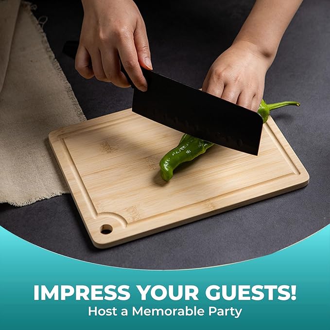 Wood Cutting Board for Kitchen Reversible Cutting Boards with Juice Groove, Wooden Chopping Board for Meat, Fruit, Vegetables  Cheese (Bamboo, 1)