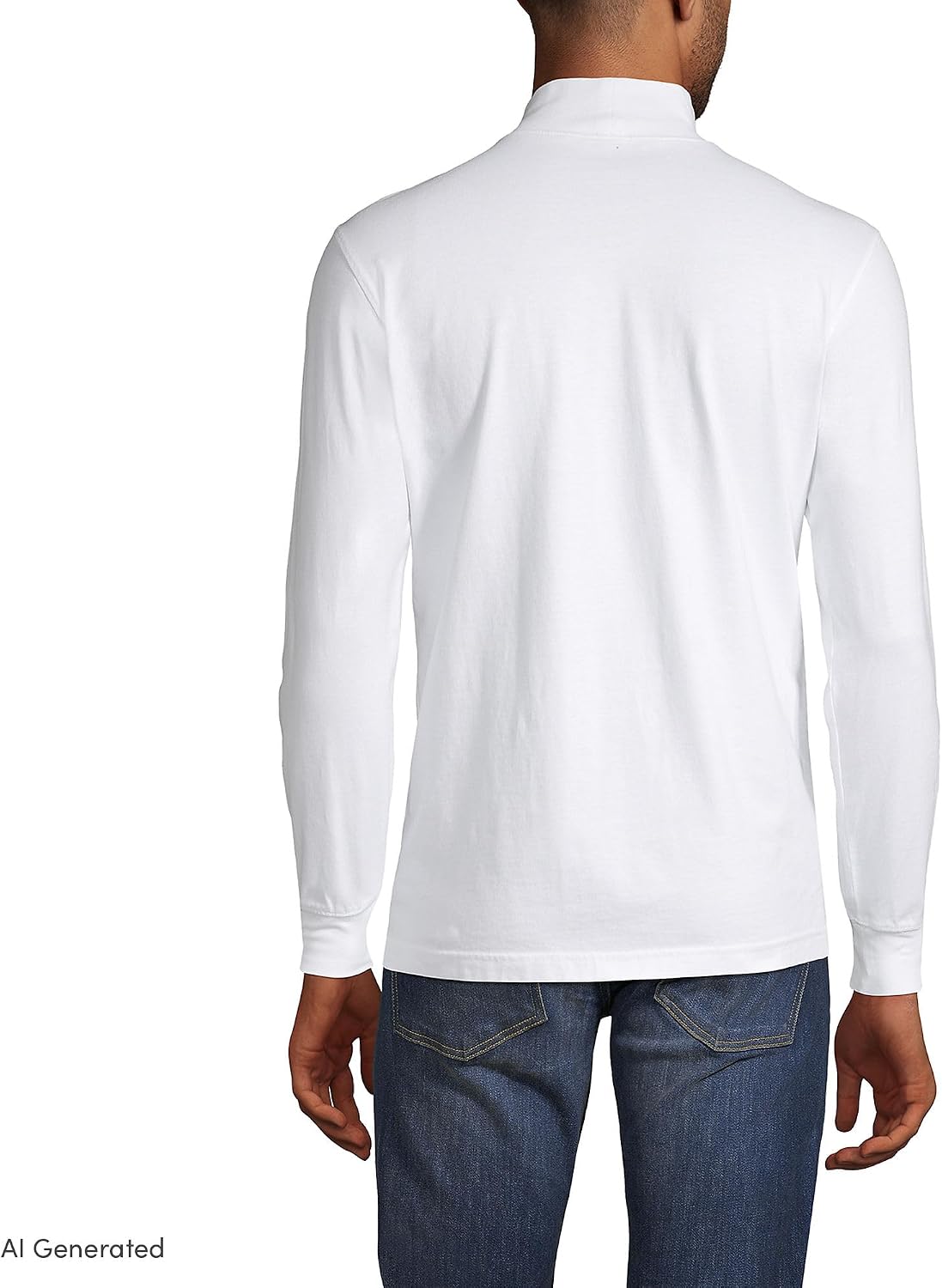 Lands' End Men's Super-T Cotton-Blend Mock Turtleneck Shirt
