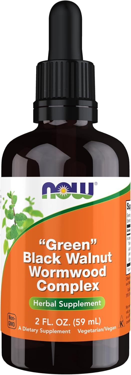 NOW Supplements, Green Black Walnut Wormwood Complex Liquid with Dropper, Herbal Supplement, 2-Ounce
