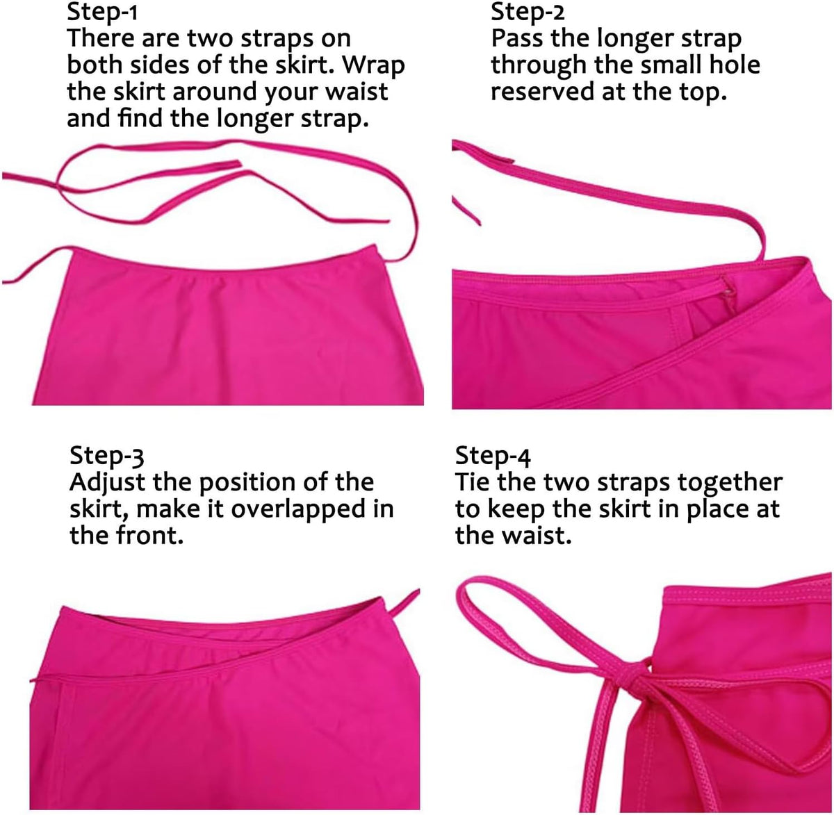 Women's Overlapped Side Tie Wrap Skirt Swimwear Tankini Bikini Cover-up | Tummy Control Adejustable Wrapped Swim Skirt No Brief