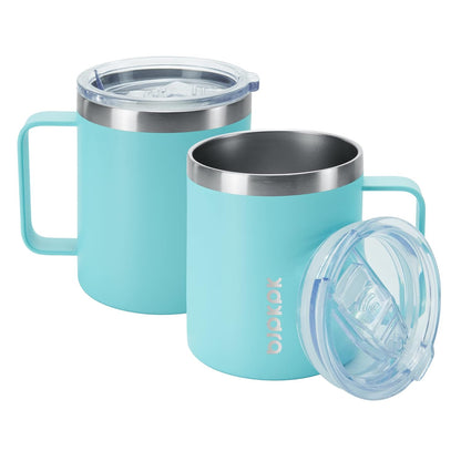 BJPKPK 1 pcs Insulated Coffee Mug, 14oz Insulated Tumbler with Lid, Stainless Steel Coffee Cups with Splash Proof Lid-Turquoise