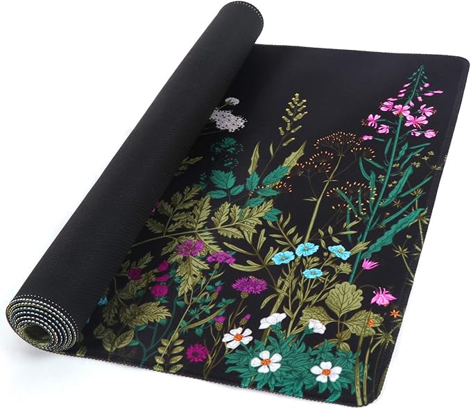 iCasso Desk Mat, Big Desk Pad, XXL Extended Gaming Mouse Pad, Large Mouse Pad for Desk Rubber Base Mousepad with Stitched Edges, Keyboard Mouse Mat for Work, Game, Office, Home - Weeds