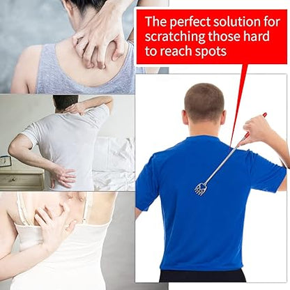 Stocking Stuffers for Men, 2 Pack Extendable Back Scratcher, Christmas Gifts for Men, Santa's Claws Telescopic Back Scratchers with Christmas Gift Box, Red Massage Tool for Back with Rubber Handles