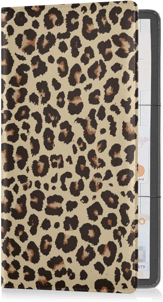 Leopard Print Car Registration and Insurance Card Holder, Leather Glove Box Organizer, Multi-color Car Registration Holder for Women Men