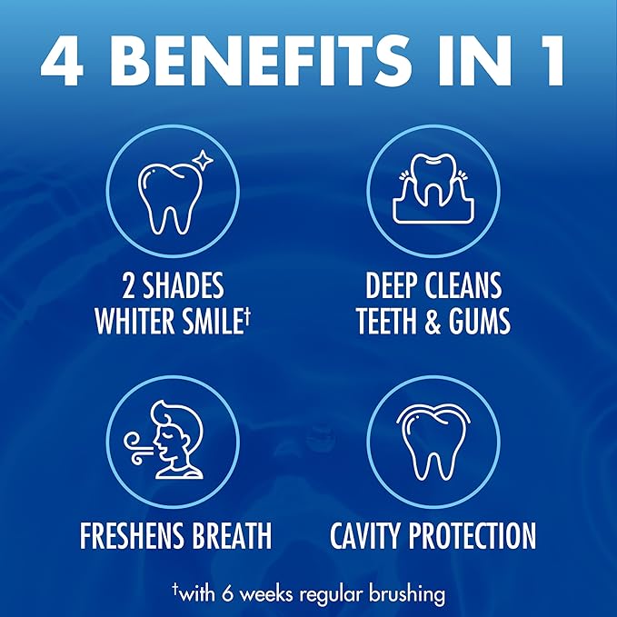Arm  Hammer Advance White Toothpaste, Clean Mint Flavor, Stain Defense Technology, 6 Ounce (Pack of 4)
