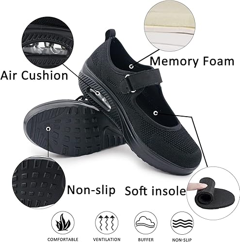 Women's Comfortable Working Nurse Shoes Non-Slip Adjustable Breathable Walking Buffer Fitness Casual Nursing Orthotic Lightweight Shoes Arthritis, Diabetes Heel Pain