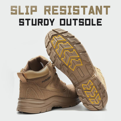 Steel Toe Boots for Men Women Comfortable Lightweight Work Boots for Men Slip Resistant High Top Steel Toe Safety Shoes Puncture Proof Indestructible Construction Shoes