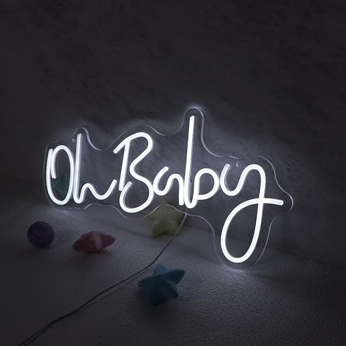 "Oh Baby" Large 21.7x10 Inch Neon Letter Sign for Wall Room Backdrop Decoration