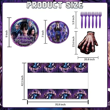 111Pcs Happy Birthday Decorations Tableware Set for 20 Guests, includes Banner, Hanging Swirls, Foil Balloon, Plates, Napkins, Fork, Tablecloth, Birthday Party Supplies