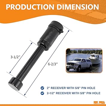 Trailer Hitch Locks, Hitch Lock with 58'' Dia 3-12 Long Pin Fits Class III IV 2" 2-12" Hitches, Trailer Hitch Lock with Anti-Rattle O-Rings for Trailer Truck Car Boat (1 Pack)