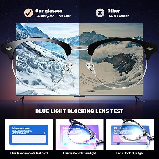 Blue Light Blocking Glasses Vintage Half Frame UV Clear Lens Anti Eyestrain Computer Gaming Glasses for Women Men