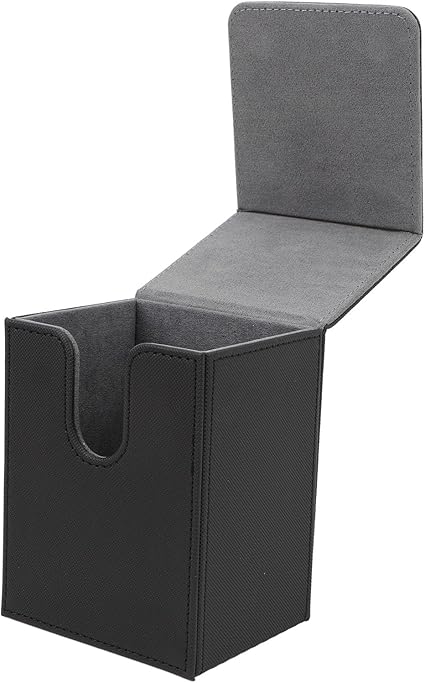Card Deck Box PU Leather Multifunctional Portable Magnetic Closure Card Storage Box for More Than 100 Cards (Black and Grey)