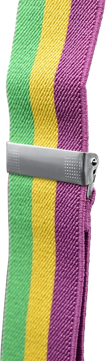 Nicky Bigs Novelties Unisex Mardi Gras Adjustable Suspenders Green Purple Yellow Costume Accessory