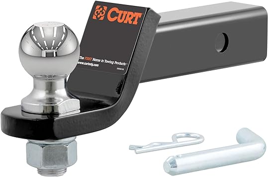 CURT 45036 Trailer Hitch Mount with 2-Inch Ball  Pin, Fits 2-in Receiver, 7,500 lbs, 2" Drop, GLOSS BLACK POWDER COAT