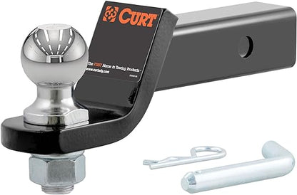 CURT 45036 Trailer Hitch Mount with 2-Inch Ball  Pin, Fits 2-in Receiver, 7,500 lbs, 2" Drop, GLOSS BLACK POWDER COAT