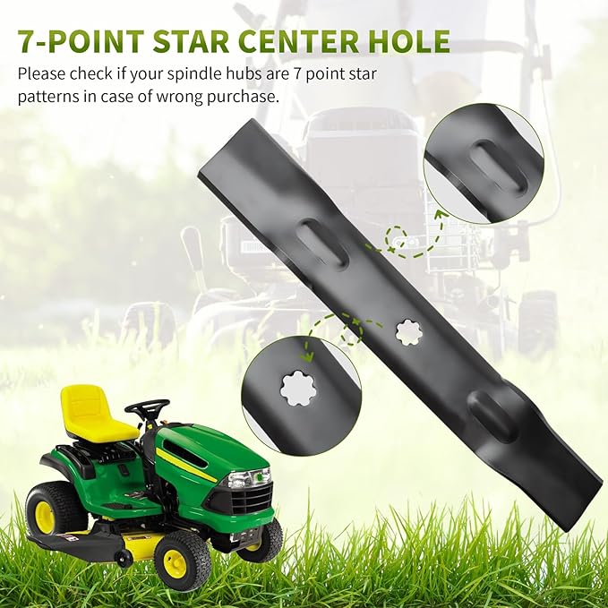 GY20852 Mower Blades Fit for John Dee re 48" Lawn Mower, GX21784 High Lift Mower Blades Compatible with 145 155C D140 D150 D160 LA130 LA140 LA145, Replace for GX21785 AM137757 AM141035, 3 Pack
