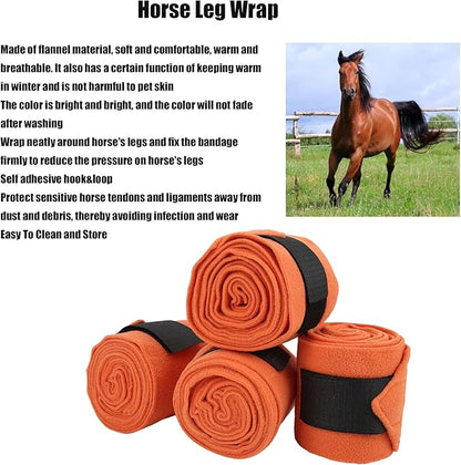 EVTSCAN 4pcs Horse Leg Wrap Self Adhesive Double Sided Fleece Horse Leg Bandages for Training Exercising