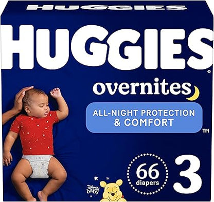 Huggies Overnites Size 3 Overnight Diapers (16-28 lbs), 66 Ct, Packaging May Vary