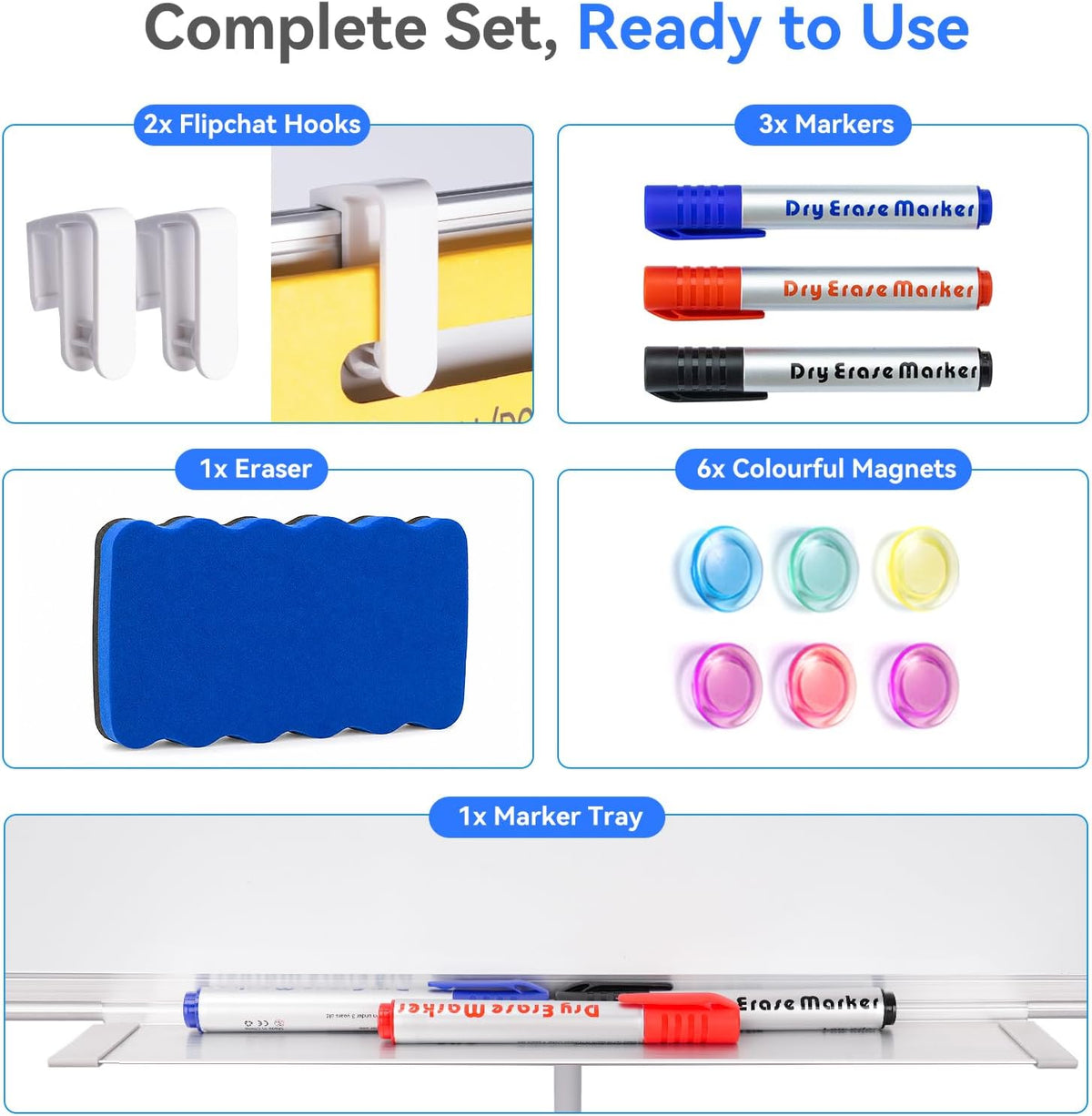 Easel Whiteboard - Magnetic Portable Dry Erase 36 x 24 Tripod Height Adjustable, 3' x 2' Flipchart Easel Stand White Board for Office or Teaching at Home & Classroom (36x24 White) (minor dents on board; missing 1 magnet, packing box slightly damage)