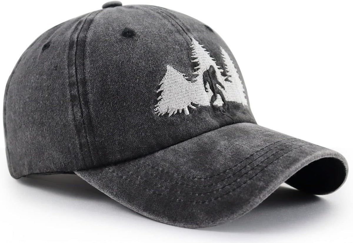 GzacDeope Bigfoot Hats for Men Women, Funny Adjustable Cotton Embroidered Sasquatch Baseball Cap