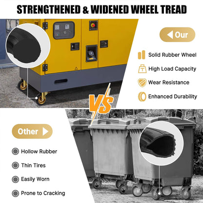 WBD WEIBIDA 8 in Heavy Duty Plate Casters Set of 4, 3200 Lbs Industrial Rubber Wheels for Cart Furniture and Workbench,Outdoor Castors Dual Locking Replacement (4 Brakes, Free Spanner)