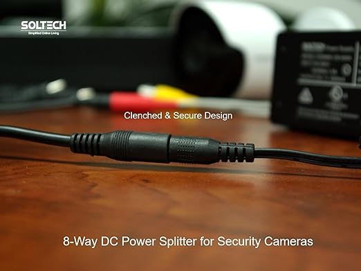 8 Way DC Power Supply Splitter for Security Cameras 1 Female to 8 Male 5.5  2.1mm 8 Channel Y Adaptor for CCTV Surveillance Cameras (1)