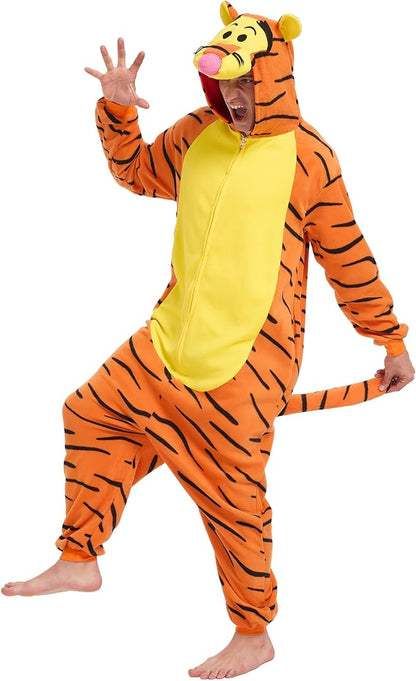 Raccoon Adult Onesie Unisex Pajamas Animal Cosplay Christmas Halloween Costume Cartoon Sleepwear for Women Men