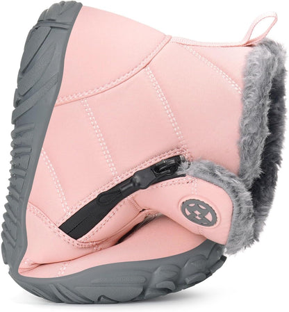 Size 8 Womens Mens Barefoot Boots Shoes Winter Snow Boots Warm Ankle Booties Zero Drop Sole Wide Toe Box Fur Lined Outdoor Sneakers
