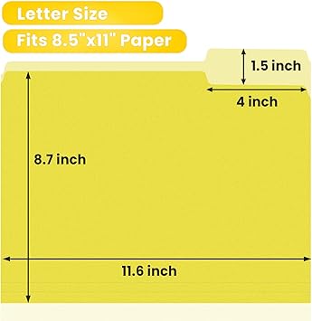 SUNEE File Folders, 30 Pack Manilla Folders 8.5 x 11, Colored File Folders Home Office School Supplies for Documents Files Paper,Yellow