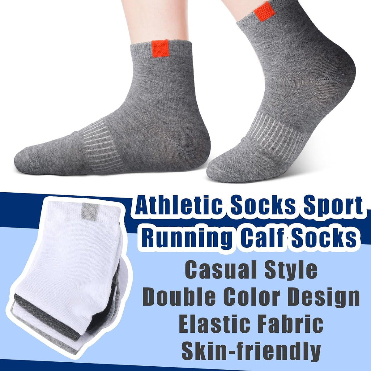 Bencailor 15 Pairs Mens Crew Socks Breathable Athletic Lightweight Sport Comfort Socks for Men